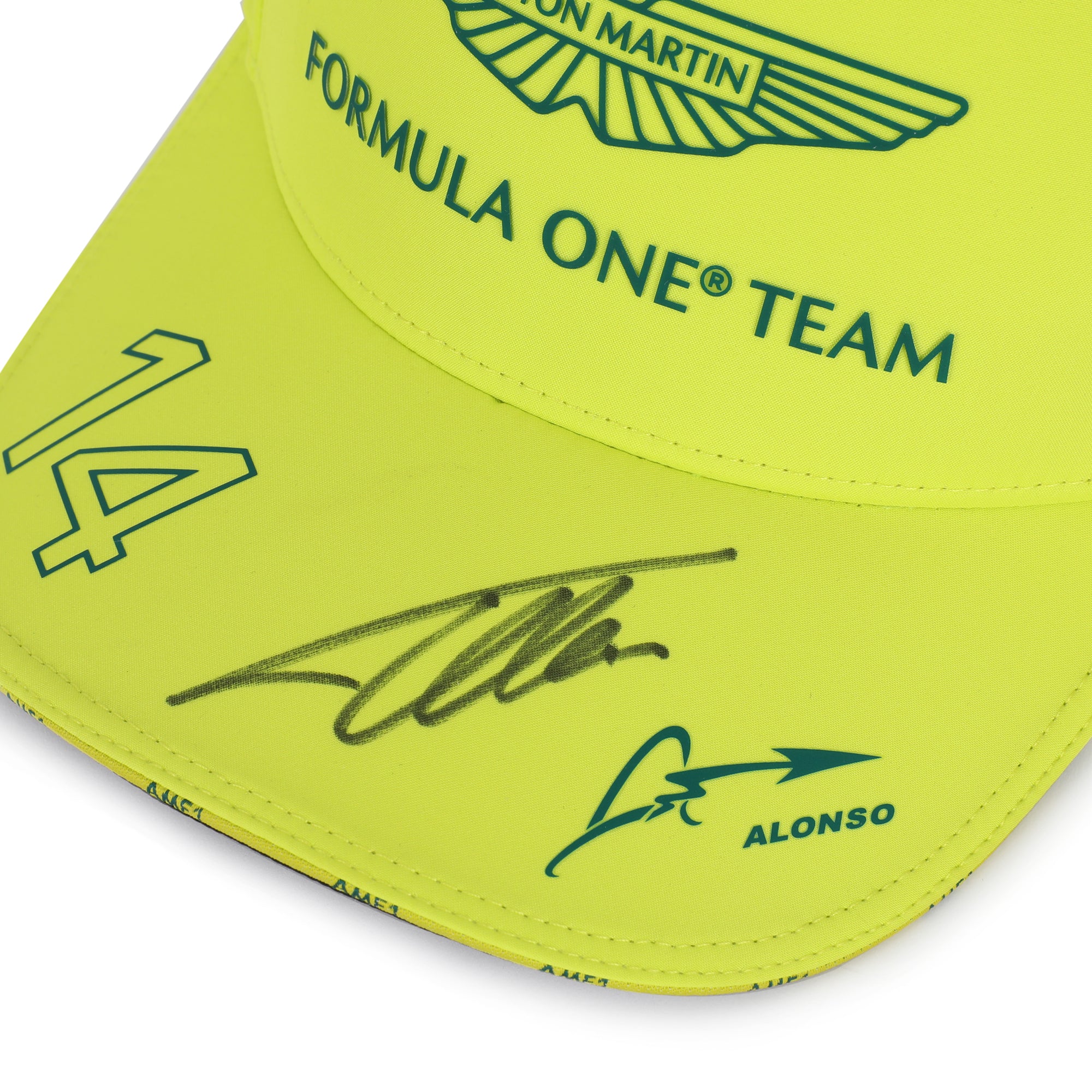 Fernando Alonso Signed 2024 Aston Martin Aramco Formula One Team Cap - Lime Green