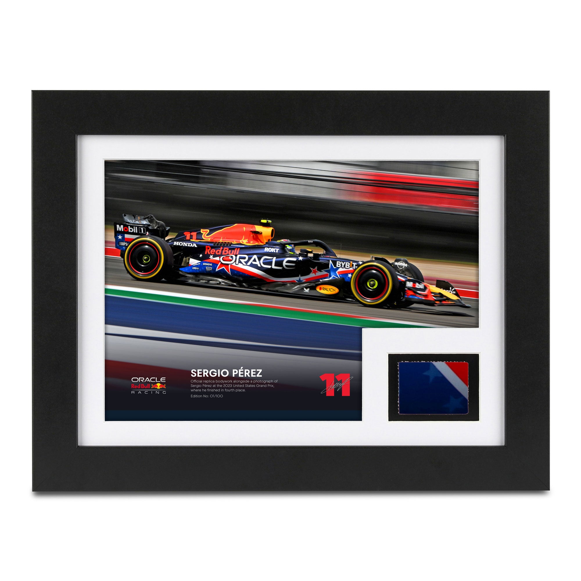 Limited-Edition Sergio Perez 2023 Oracle Red Bull Racing Replica Bodywork & Photo – US GP Edition